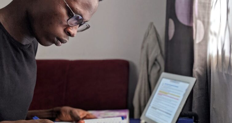 a man reading indoor