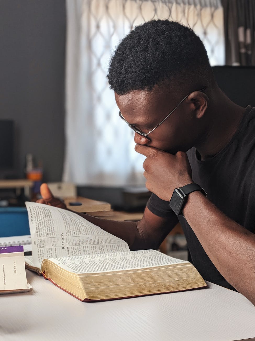 man reading a book