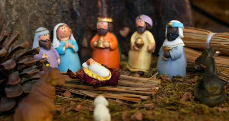 nativity scene with small figurines