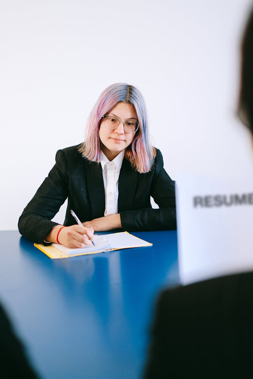 woman sitting in a job interview